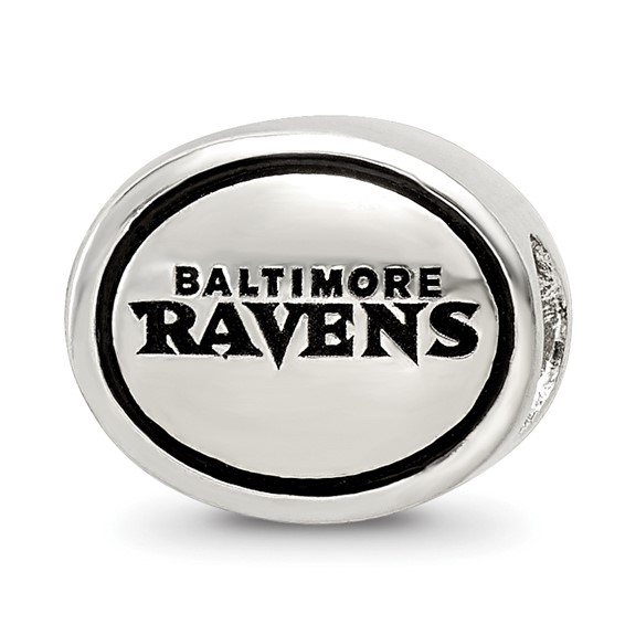 Sterling Silver Antiqued Baltimore Ravens NFL Bead