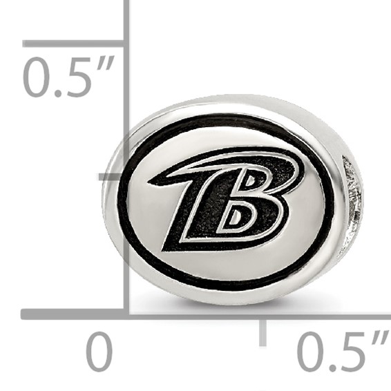 Sterling Silver Antiqued Baltimore Ravens NFL Bead