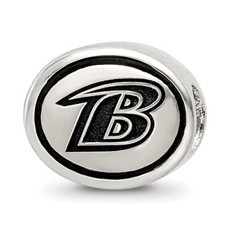 Sterling Silver Antiqued Baltimore Ravens NFL Bead