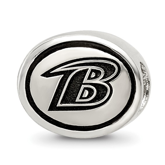 Sterling Silver Antiqued Baltimore Ravens NFL Bead