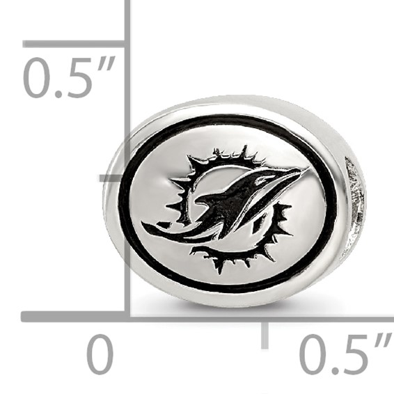 Sterling Silver Antiqued Miami Dolphins NFL Bead