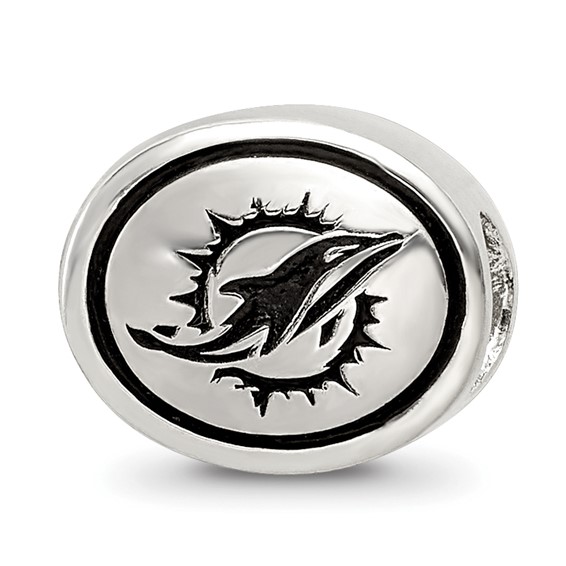 Sterling Silver Antiqued Miami Dolphins NFL Bead