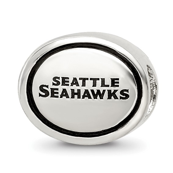 Sterling Silver Antiqued Seattle Seahawks NFL Bead