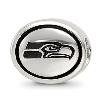 Sterling Silver Antiqued Seattle Seahawks NFL Bead
