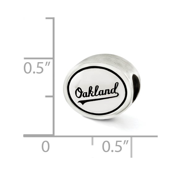 Sterling Silver MLB Siskiyou Buckle Antiqued Oakland A's Bead