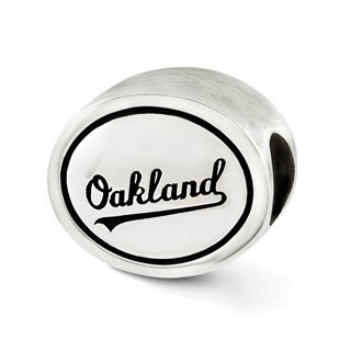 Sterling Silver MLB Siskiyou Buckle Antiqued Oakland A's Bead