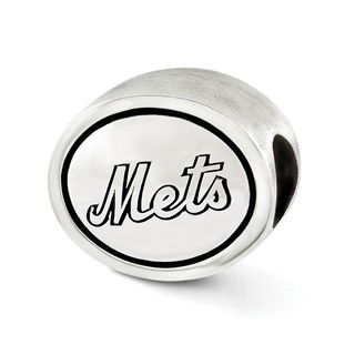 Sterling Silver MLB Siskiyou Buckle Antiqued New York Mets Bead