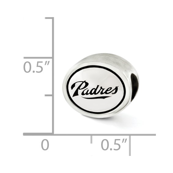 Sterling Silver MLB Siskiyou Buckle Antiqued San Diego Padres Bead