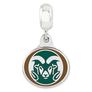 Sterling Silver Colorado State University Collegiate Enameled Dangle Bead