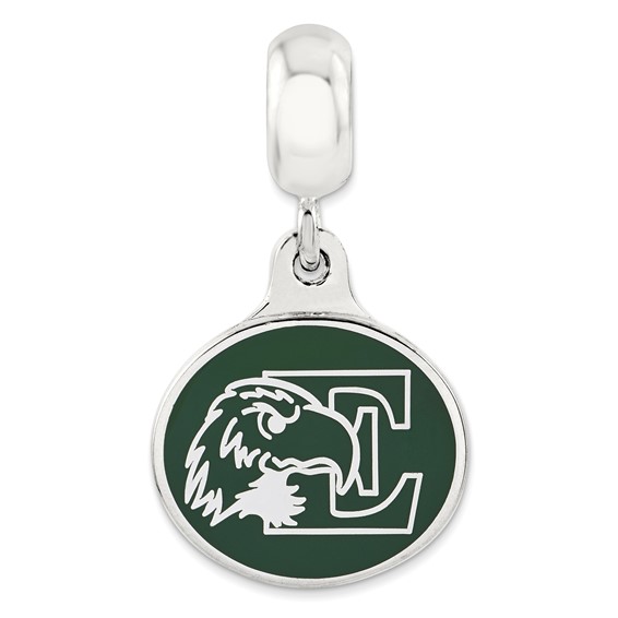 Sterling Silver Eastern Michigan Collegiate Enameled Dangle Bead