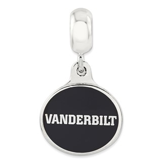Sterling Silver Vanderbilt University Collegiate Enameled Dangle Bead