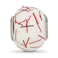 Sterling Silver Reflections White with RedConfetti Glass Bead view 5