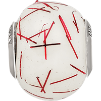 Sterling Silver Reflections White with RedConfetti Glass Bead view 3