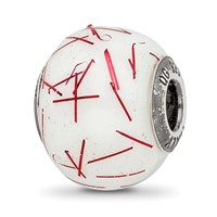 Sterling Silver Reflections White with RedConfetti Glass Bead view 1