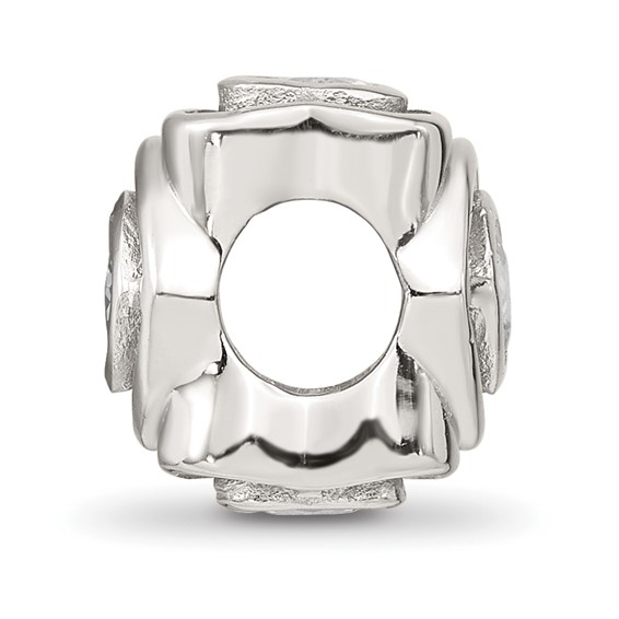 Sterling Silver Reflections Clear CZ Heart Bead