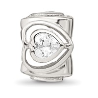 Sterling Silver Reflections Clear CZ Heart Bead view 5