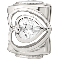Sterling Silver Reflections Clear CZ Heart Bead view 3