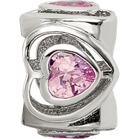 Sterling Silver Reflections Pink CZ Heart Bead view 4