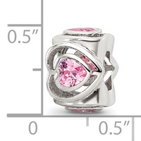 Sterling Silver Reflections Pink CZ Heart Bead view 5