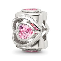 Sterling Silver Reflections Pink CZ Heart Bead view 1