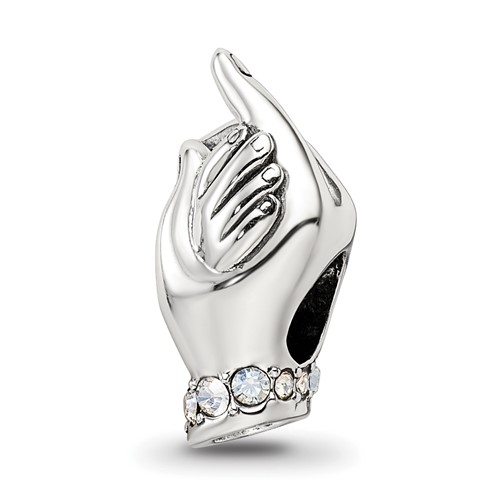 Sterling Silver Reflections Crystals Mother & Child Hand Bead