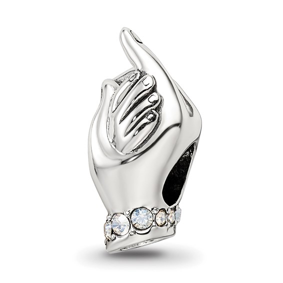 Sterling Silver Reflections Crystals Mother & Child Hand Bead