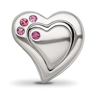 Sterling Silver Reflections Pink Crystal 2pc Heart Bead view 3