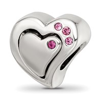 Sterling Silver Reflections Pink Crystal 2pc Heart Bead view 4