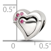 Sterling Silver Reflections Pink Crystal 2pc Heart Bead view 5