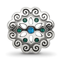 Sterling Silver Reflections Blue Green Crystals Flower Bead view 5