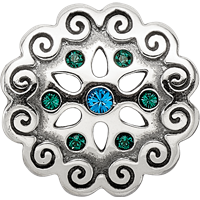 Sterling Silver Reflections Blue Green Crystals Flower Bead view 3