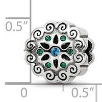 Sterling Silver Reflections Blue Green Crystals Flower Bead view 4
