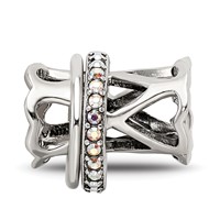 Sterling Silver Reflections with Crystals Heart Spinner Bea view 5