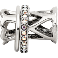 Sterling Silver Reflections with Crystals Heart Spinner Bea view 3