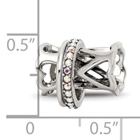 Sterling Silver Reflections with Crystals Heart Spinner Bea view 4