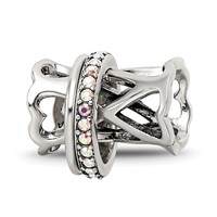 Sterling Silver Reflections with Crystals Heart Spinner Bea view 1