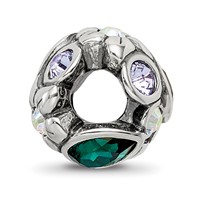 Sterling Silver Reflections Purple Green Crystal Flower Bead view 2