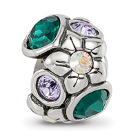 Sterling Silver Reflections Purple Green Crystal Flower Bead view 5