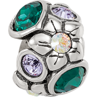 Sterling Silver Reflections Purple Green Crystal Flower Bead view 3