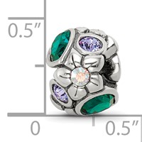 Sterling Silver Reflections Purple Green Crystal Flower Bead view 4