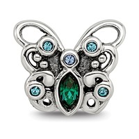Sterling Silver Reflections Blue Green Crystal Butterfly Bead view 5