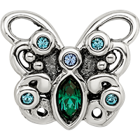 Sterling Silver Reflections Blue Green Crystal Butterfly Bead view 3