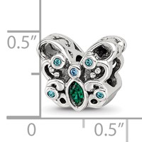 Sterling Silver Reflections Blue Green Crystal Butterfly Bead view 4