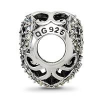 Sterling Silver Reflections Crystal Filigree Heart Bead view 2
