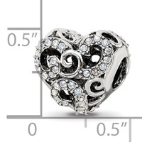 Sterling Silver Reflections Crystal Filigree Heart Bead view 4