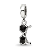 Sterling Silver Reflections Black Enamel Sunglasses Dangle Bead view 1