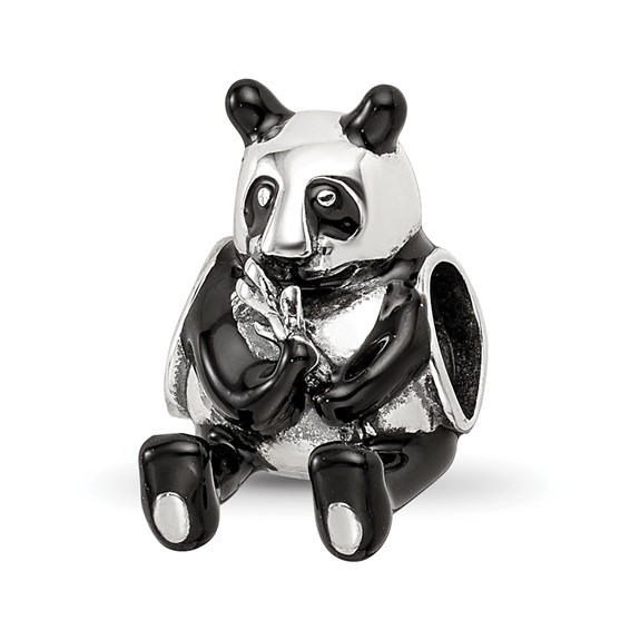 Sterling Silver Reflections Black Enamel Mama Panda Bead