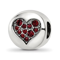 Sterling Silver Reflections Jan Red Crystal Faith Heart Bead view 1