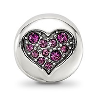 Sterling Silver Reflections Feb Purple Crystal Peace Heart Bead view 3