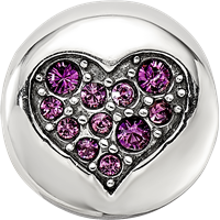 Sterling Silver Reflections Feb Purple Crystal Peace Heart Bead view 4